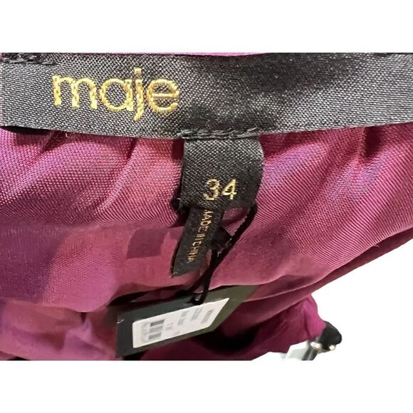 Maje SHORT SATIN-LOOK DRESS in Rose Fonse NWT Size 34/XS - Picture 7 of 9